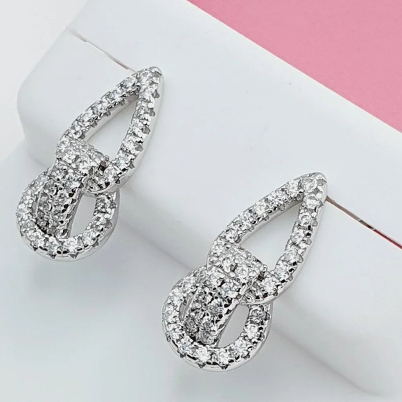 925 Sterling Silver Cubic Zirconia Earrings, U19254710 - Picture 6 of 11